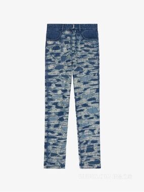 GIVENCHY MEN'S MEDIUM BLUE PATTERNED TROUSERS MSRP $2120